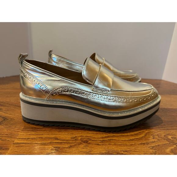 Johnston & Murphy Women’s Gracelyn Platform Loafer Silver Glitter Size 9 Modern - Picture 2 of 11